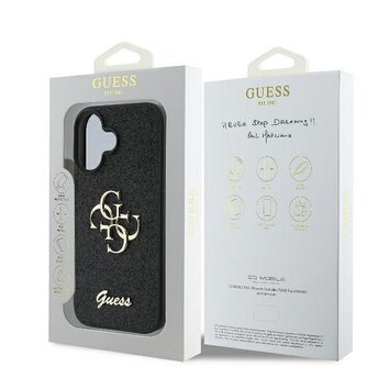 GUESS futerał do IPHONE 16 Plus GUHCP16MHG4SGK (Fixed Glitter Big 4G) czarny