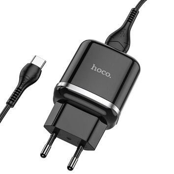 HOCO adowarka sieciowa USB A + kabel USB A do Typ C QC3.0 3A 18W N3 czarna