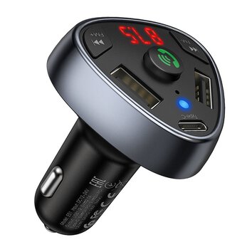 HOCO ładowarka samochodowa PD18W + USB 2,1A + transmiter FM Bluetooth / czytnik kart pam. E51 czarny