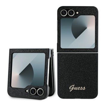 Guess nakładka do Samsung Galaxy Z Flip6 GUE003743 czarna 4G Glitter Script