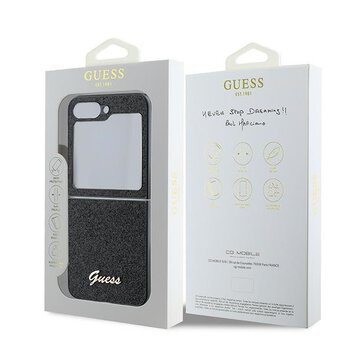 Guess nakładka do Samsung Galaxy Z Flip6 GUE003743 czarna 4G Glitter Script