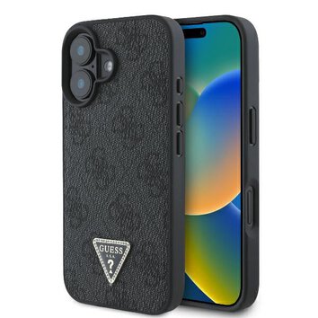 Guess nakładka Leather 4G Triangle Strass do iPhone 16 Plus 6,7" GUHCP16MP4TDPK czarna MagSafe