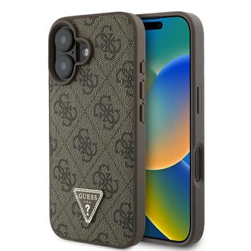 Guess nakładka Leather 4G Triangle Strass do iPhone 16 Plus 6,7" GUHCP16MP4TDPW brązowa MagSafe