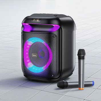 HOCO głośnik bluetooth + 2 x bezprzewodowe mikrofony HA13 czarny