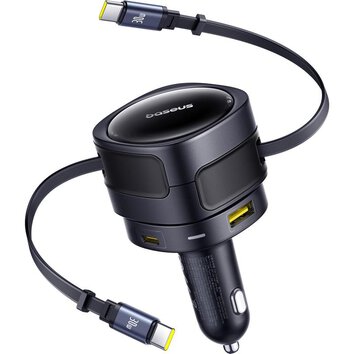 Baseus ładowarka samochodowa PD 1x USB-C 1x USB 90W + kabel 2x USB-C czarna