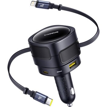 Baseus ładowarka samochodowa PD 1x USB-C 1x USB 90W + kabel USB-C - Lightning czarna