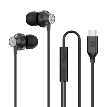 Forever słuchawki przewodowe EP-02 dokanałowe  USB-C czarne