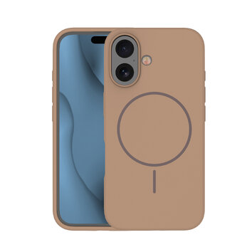 Nakładka Silicone Thin Mag do iPhone 16 6,1" brązowa