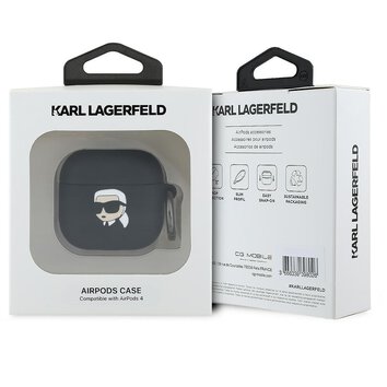 Karl Lagerfeld nakładka do AirPods 4 Silicone Karl Head 3D Czarna
