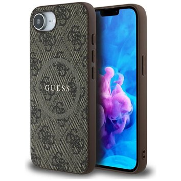 Guess Nakładka HC MagSafe PU 4G Ring Classic Logo do iPhone 16e Brązowa