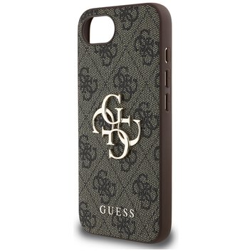 Guess Nakładka HC 4G PU Big Logo do iPhone 16e Brązowa