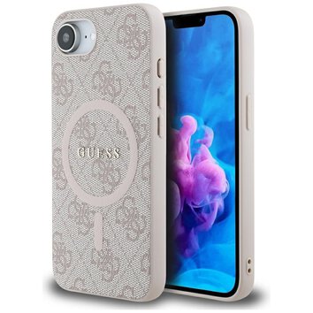 Guess Nakładka HC MagSafe PU 4G Ring Classic Logo do iPhone 16e Różowa