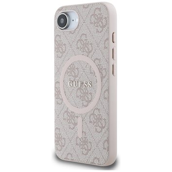Guess Nakładka HC MagSafe PU 4G Ring Classic Logo do iPhone 16e Różowa