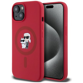 Karl Lagerfeld Nakładka HC MagSafe Silicone KC Body Ring do iPhone 15 Czerwona