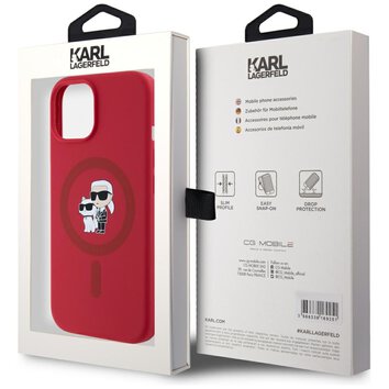 Karl Lagerfeld Nakładka HC MagSafe Silicone KC Body Ring do iPhone 15 Czerwona