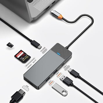 WiWU - HUB A721HD USB3.1x2+PD(100W)+USB-C(3.1)+ SD/TF(3.0)+HDMI (4K60HZ)