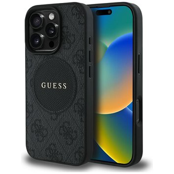 Guess Nakładka HC MagSafe PU 4G Circle with Classic Logo do iPhone 16 Pro Max Czarna
