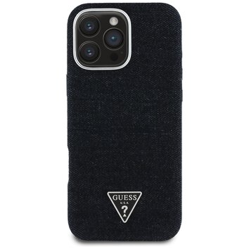 Guess Nakładka HC MagSafe FW Denim Triangle Logo do iPhone 16 Pro Czarna