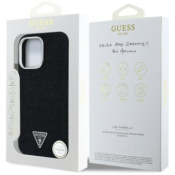 Guess Nakładka HC MagSafe FW Denim Triangle Logo do iPhone 16 Pro Czarna