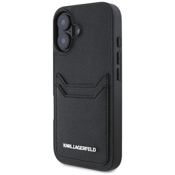 Karl Lagerfeld Nakładka HC Grained PU CardSlot Metal Elong do iPhone 16 Czarna