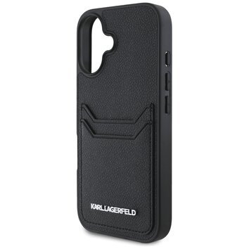 Karl Lagerfeld Nakładka HC Grained PU CardSlot Metal Elong do iPhone 16 Czarna