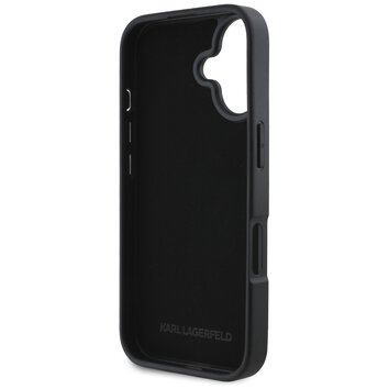 Karl Lagerfeld Nakładka HC Grained PU CardSlot Metal Elong do iPhone 16 Czarna