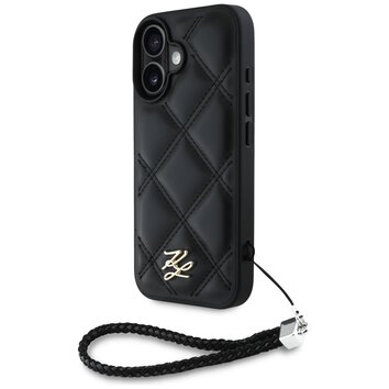 Karl Lagerfeld Nakładka HC Quilted PU Initial Logo & Chain Strap do iPhone 16 Czarna