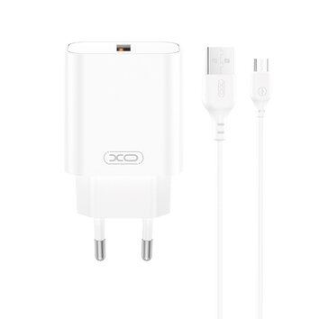 XO ładowarka sieciowa CE33 QC 18W 1x USB biała + kabel USB-C