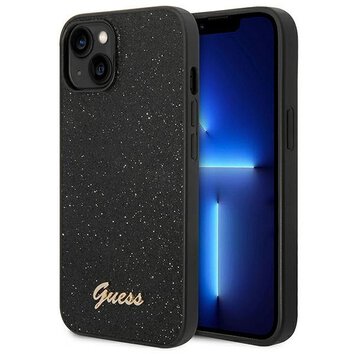 Oryginalne Etui GUESS Hardcase GUHCP14MHGGSHK do iPhone 14 PLUS (Glitter Flakes Script Metal Logo / czarny)