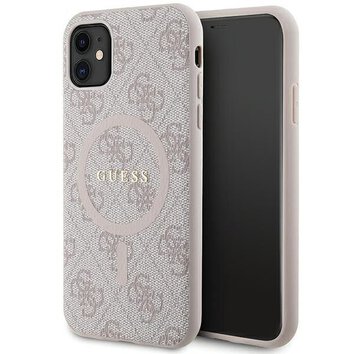 Oryginalne Etui GUESS Hardcase GUHMN61G4GFRP do iPhone 11 (Kompatybilny z Magsafe / 4G Ring classic logo / rowy)