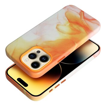 Leather Mag Cover kompatybilne z MagSafe do IPHONE 14 PRO orange splash