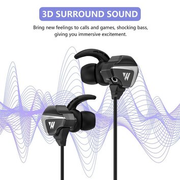 Douszne Słuchawki Gamingowe 3D Stereo Sound z Odłączanym Mikrofonem Wintory M31 Czarne