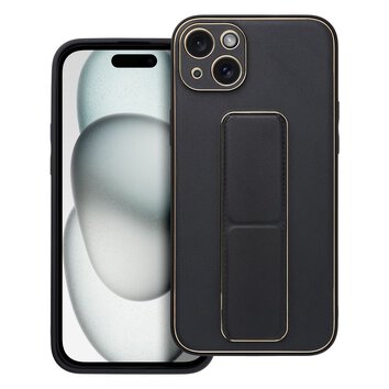 Futera LEATHER Case Kickstand do IPHONE 15 PLUS czarny