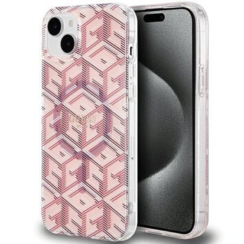 Oryginalne Etui GUESS Hardcase GUHMP15SHGCUSTGP do iPhone 15 (Kompatybilny z Magsafe / IML GCUBE / rowy)