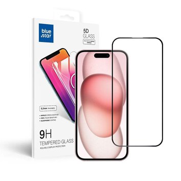 Szko hartowane Blue Star 5D - do iPhone 15 (full glue) czarny