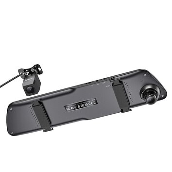 HOCO kamera samochodowa z wywietlaczem 4,5" na lusterko + kamera tylna 1080P/30fps DV4 czarna
