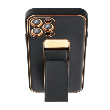 Futera LEATHER Case Kickstand do IPHONE 15 PLUS czarny