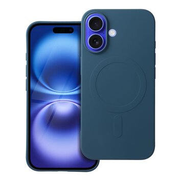 Futerał SILICONE MAG COVER (big hole) kompatybilny z MagSafe do IPHONE 16 niebieski
