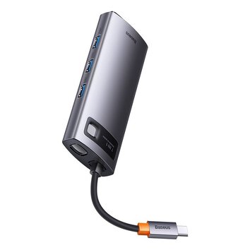 BASEUS HUB adapter przejściówka 7w1 Typ C na 3x USB3.0 / PD / HDMI / VGA / RJ45 szary WKWG040013/BS-OH043