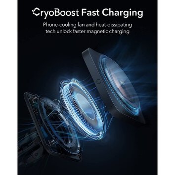 ESR HALOLOCK CRYOBOOST MAGNETIC MAGSAFE VENT CAR MOUNT WIRELESS CHARGER FROSTED ONYX