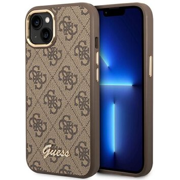 GUESS futera do IPHONE 13 / 14 / 15 GUHCP14SHG4SHW (4G Vintage Gold Logo) brzowy
