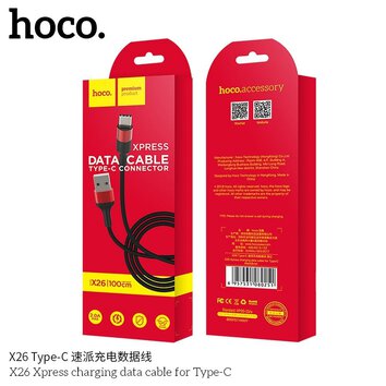 HOCO kabel USB do Typ C Xpress X26 czarno-czerwony