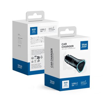 BLUE STAR adowarka samochodowa Typ C PD QC3.0 AFC 3A 20W czarna