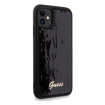 Guess nakładka do iPhone 11 GUHCN61PSFDGSK HC SEQUIN SCRIPT METAL czarna