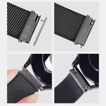 DUX DUCIS pasek MILANESE magnetyczny ze stali nierdzewnej 20 mm czarny