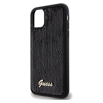 Guess nakładka do iPhone 11 GUHCN61PSFDGSK HC SEQUIN SCRIPT METAL czarna