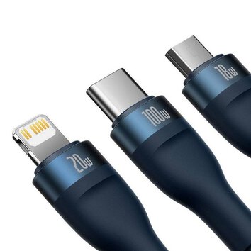 BASEUS kabel 3w1 USB A / Typ C do Micro USB / Lightning / Typ C PD QC 5A100W CASS030103 1,2 m niebieski