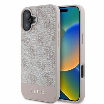 GUESS futerał do IPHONE 16 GUHCP16SG4GLPI (4G PU Bottom Stripe) różowy