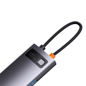 BASEUS HUB adapter przejściówka 8w1 Typ C na 3x USB3.0 / PD /  HDMI 4K 60Hz / RJ45 / SD/TF szary WKWG080113/BS-OH101