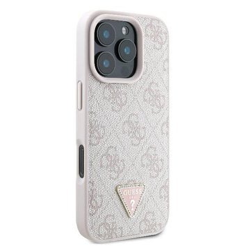 GUESS futerał do IPHONE 16 Pro GUHCP16LP4TDPP (PU Leather 4G Triangle Strass) różowy